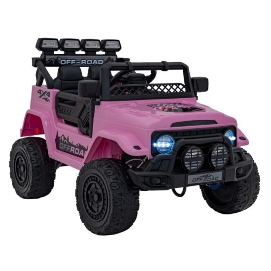 JOKO Elektrické autíčko Jeep Off-Road CLIMBER, penové kolesá, kožené sedadlo, ružové