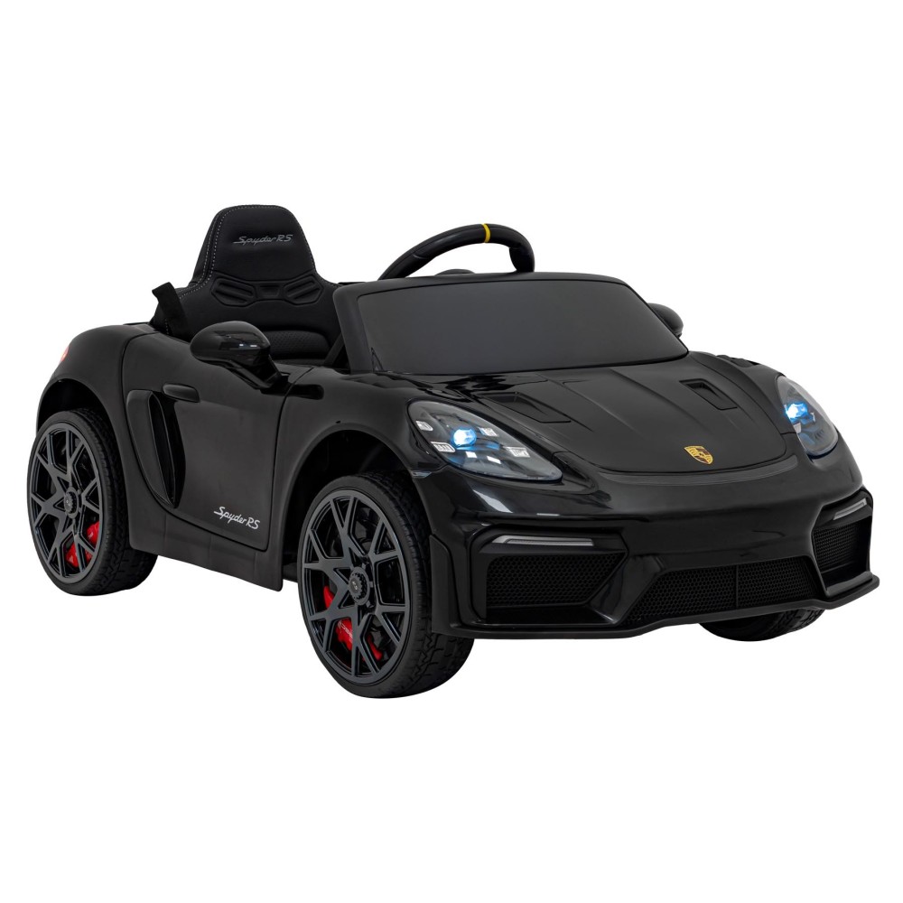 JOKO Elektrické autíčko Porsche 718, Kožené sedadlo, penové kolesá, FM rádio, čierne