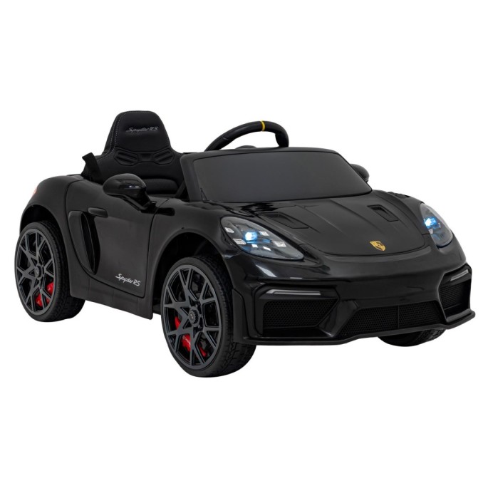JOKO Elektrické autíčko Porsche 718, Kožené sedadlo, penové kolesá, FM rádio, čierne