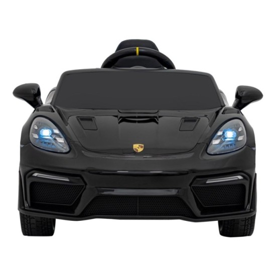 JOKO Elektrické autíčko Porsche 718, Kožené sedadlo, penové kolesá, FM rádio, čierne