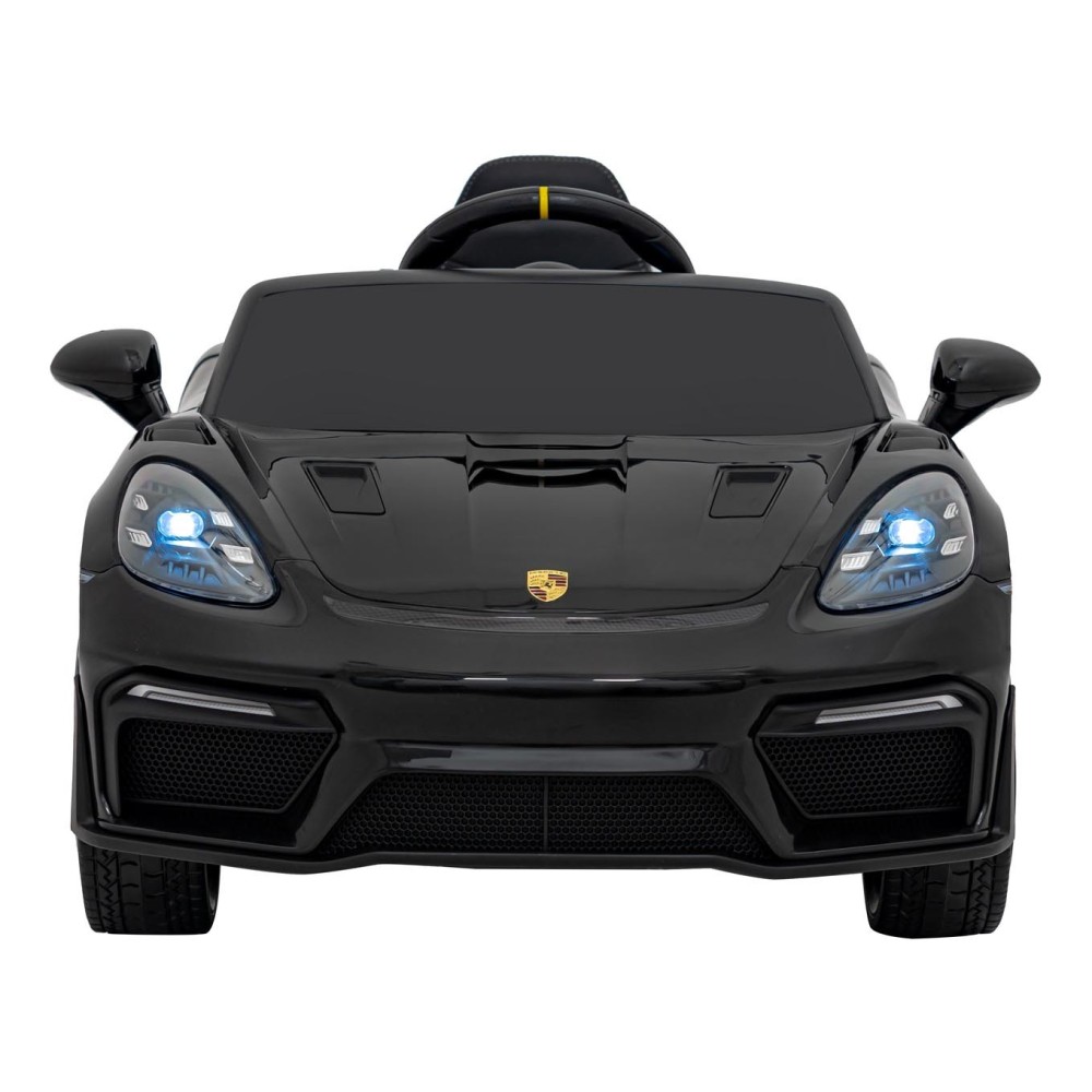 JOKO Elektrické autíčko Porsche 718, Kožené sedadlo, penové kolesá, FM rádio, čierne