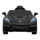 JOKO Elektrické autíčko Porsche 718, Kožené sedadlo, penové kolesá, FM rádio, čierne