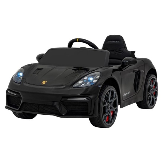 JOKO Elektrické autíčko Porsche 718, Kožené sedadlo, penové kolesá, FM rádio, čierne