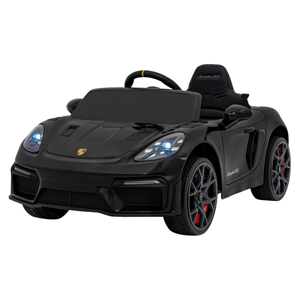 JOKO Elektrické autíčko Porsche 718, Kožené sedadlo, penové kolesá, FM rádio, čierne