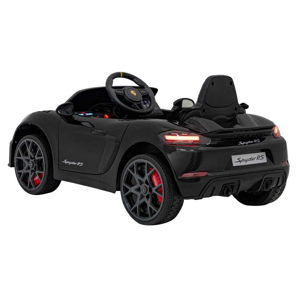 JOKO Elektrické autíčko Porsche 718, Kožené sedadlo, penové kolesá, FM rádio, čierne