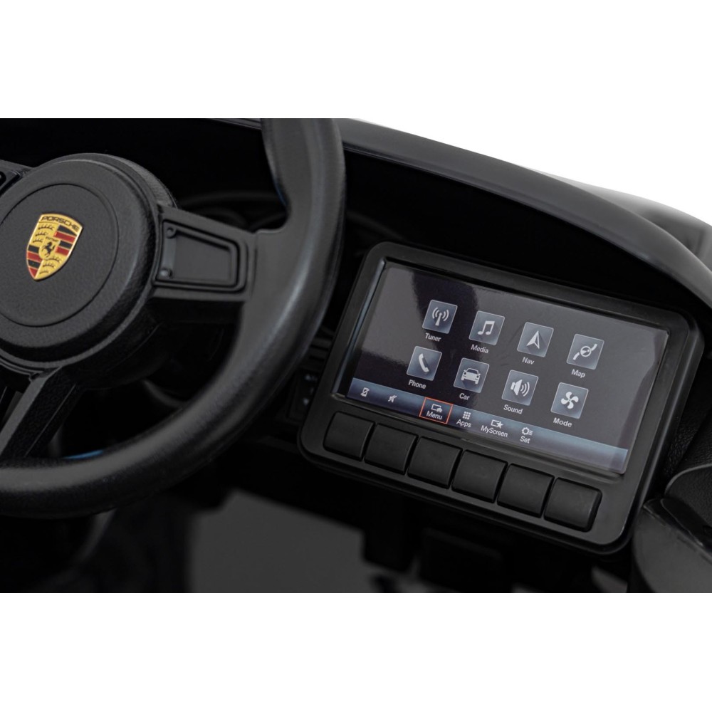 JOKO Elektrické autíčko Porsche 718, Kožené sedadlo, penové kolesá, FM rádio, čierne