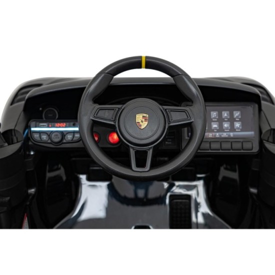 JOKO Elektrické autíčko Porsche 718, Kožené sedadlo, penové kolesá, FM rádio, čierne