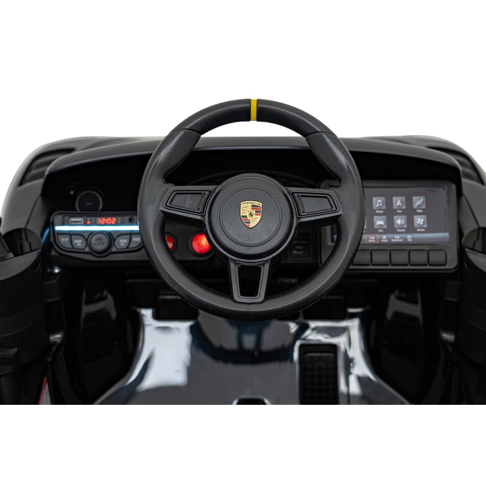 JOKO Elektrické autíčko Porsche 718, Kožené sedadlo, penové kolesá, FM rádio, čierne