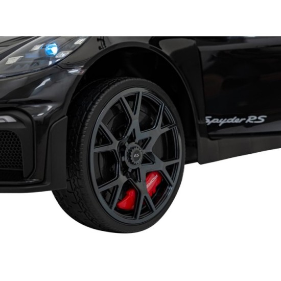 JOKO Elektrické autíčko Porsche 718, Kožené sedadlo, penové kolesá, FM rádio, čierne