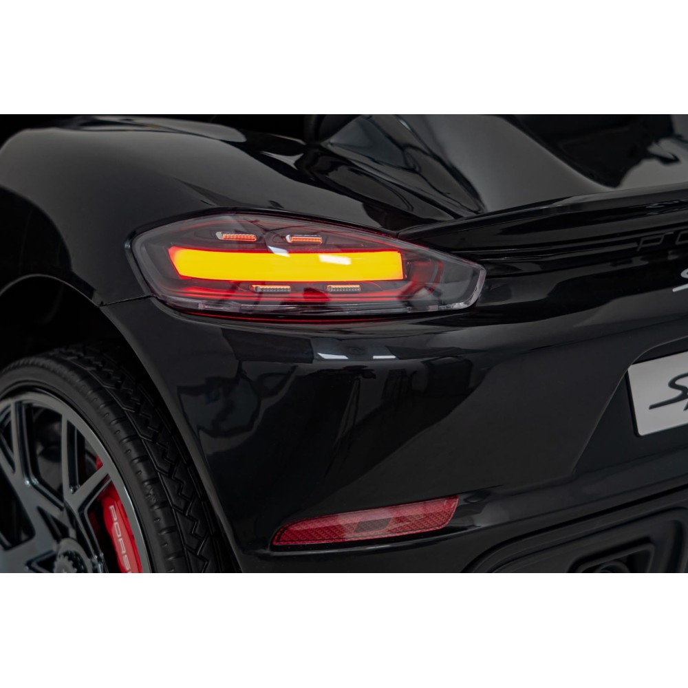 JOKO Elektrické autíčko Porsche 718, Kožené sedadlo, penové kolesá, FM rádio, čierne