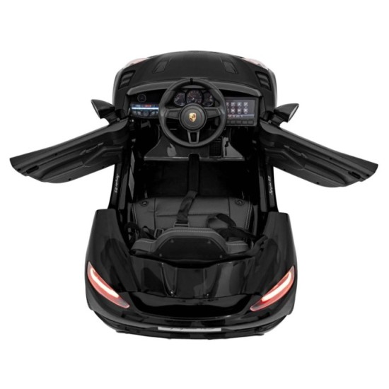 JOKO Elektrické autíčko Porsche 718, Kožené sedadlo, penové kolesá, FM rádio, čierne