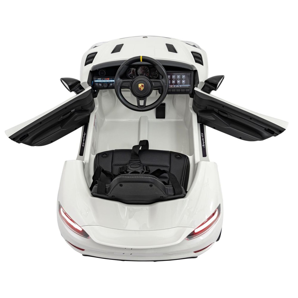 JOKO Elektrické autíčko Porsche Spyder RS 718, Kožené sedadlo, penové kolesá, FM rádio, biele