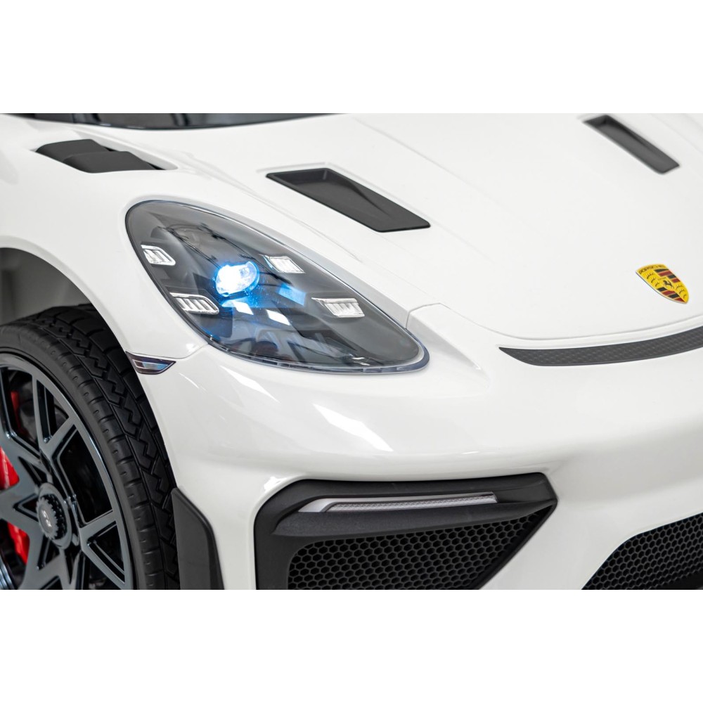 JOKO Elektrické autíčko Porsche Spyder RS 718, Kožené sedadlo, penové kolesá, FM rádio, biele