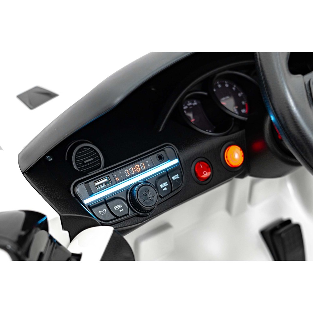 JOKO Elektrické autíčko Porsche Spyder RS 718, Kožené sedadlo, penové kolesá, FM rádio, biele