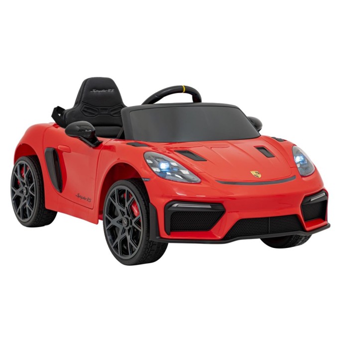 JOKO Elektrické autíčko Porsche Spyder RS 718, Kožené sedadlo, penové kolesá, FM rádio, červené