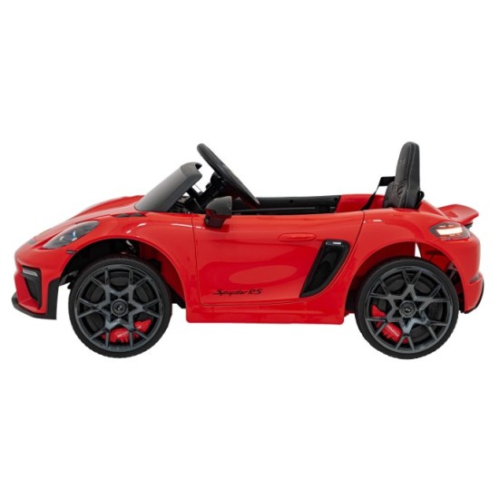 JOKO Elektrické autíčko Porsche Spyder RS 718, Kožené sedadlo, penové kolesá, FM rádio, červené