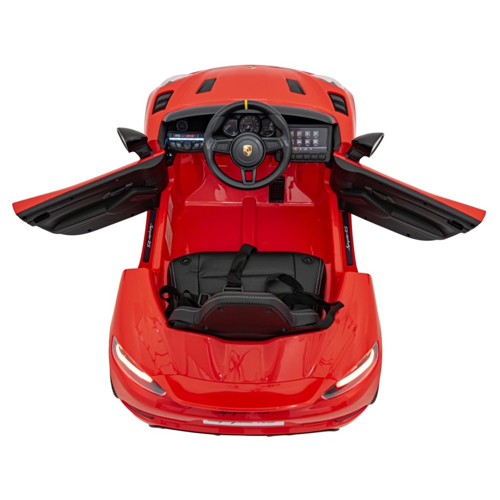 JOKO Elektrické autíčko Porsche Spyder RS 718, Kožené sedadlo, penové kolesá, FM rádio, červené