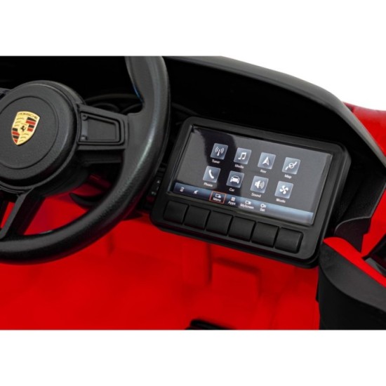 JOKO Elektrické autíčko Porsche Spyder RS 718, Kožené sedadlo, penové kolesá, FM rádio, červené