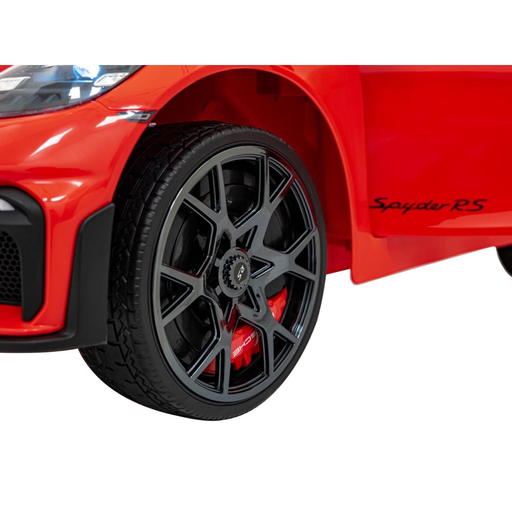 JOKO Elektrické autíčko Porsche Spyder RS 718, Kožené sedadlo, penové kolesá, FM rádio, červené