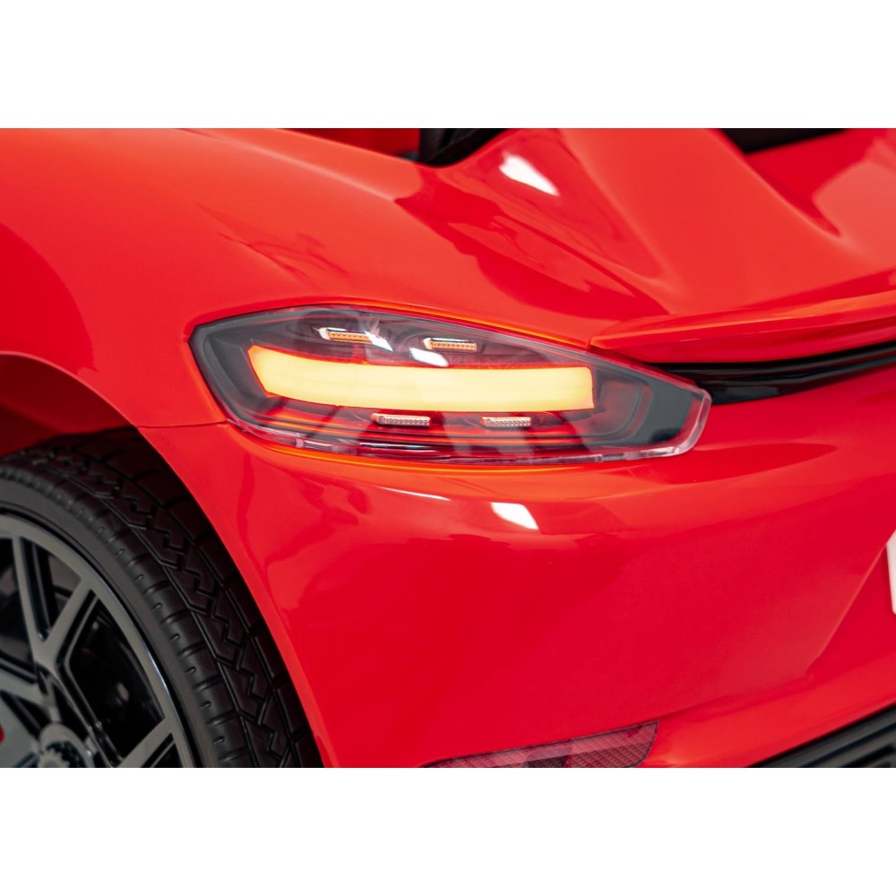 JOKO Elektrické autíčko Porsche Spyder RS 718, Kožené sedadlo, penové kolesá, FM rádio, červené