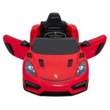 JOKO Elektrické autíčko Porsche Spyder RS 718, Kožené sedadlo, penové kolesá, FM rádio, červené