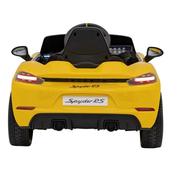 JOKO Elektrické autíčko Porsche 718, Kožené sedadlo, penové kolesá, FM rádio, žlté