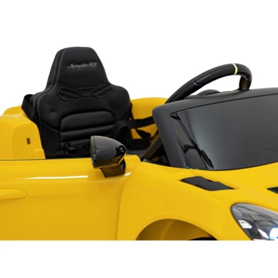 JOKO Elektrické autíčko Porsche 718, Kožené sedadlo, penové kolesá, FM rádio, žlté