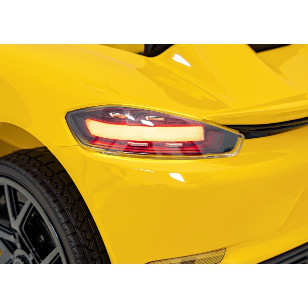 JOKO Elektrické autíčko Porsche 718, Kožené sedadlo, penové kolesá, FM rádio, žlté