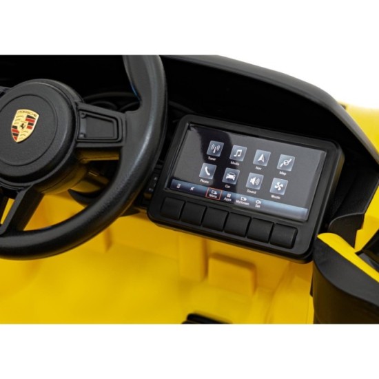 JOKO Elektrické autíčko Porsche 718, Kožené sedadlo, penové kolesá, FM rádio, žlté
