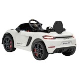 JOKO Elektrické autíčko Porsche Spyder RS 718, Kožené sedadlo, penové kolesá, FM rádio, Lakované, biele