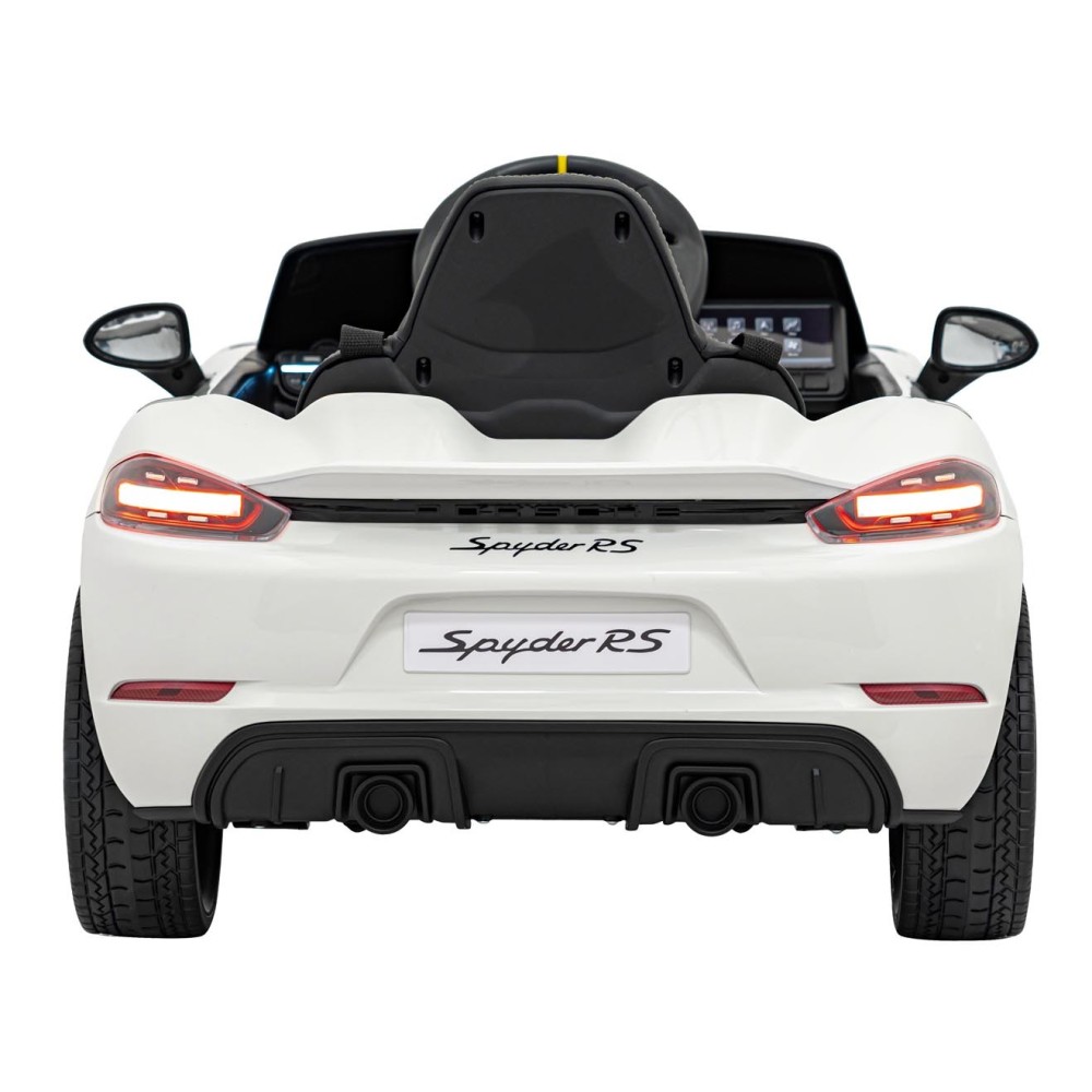 JOKO Elektrické autíčko Porsche Spyder RS 718, Kožené sedadlo, penové kolesá, FM rádio, Lakované, biele