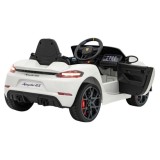 JOKO Elektrické autíčko Porsche Spyder RS 718, Kožené sedadlo, penové kolesá, FM rádio, Lakované, biele