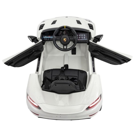 JOKO Elektrické autíčko Porsche Spyder RS 718, Kožené sedadlo, penové kolesá, FM rádio, Lakované, biele