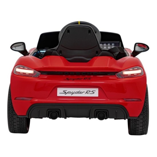 JOKO Elektrické autíčko Porsche Spyder RS 718, Kožené sedadlo, penové kolesá, FM rádio, Lakované, červené