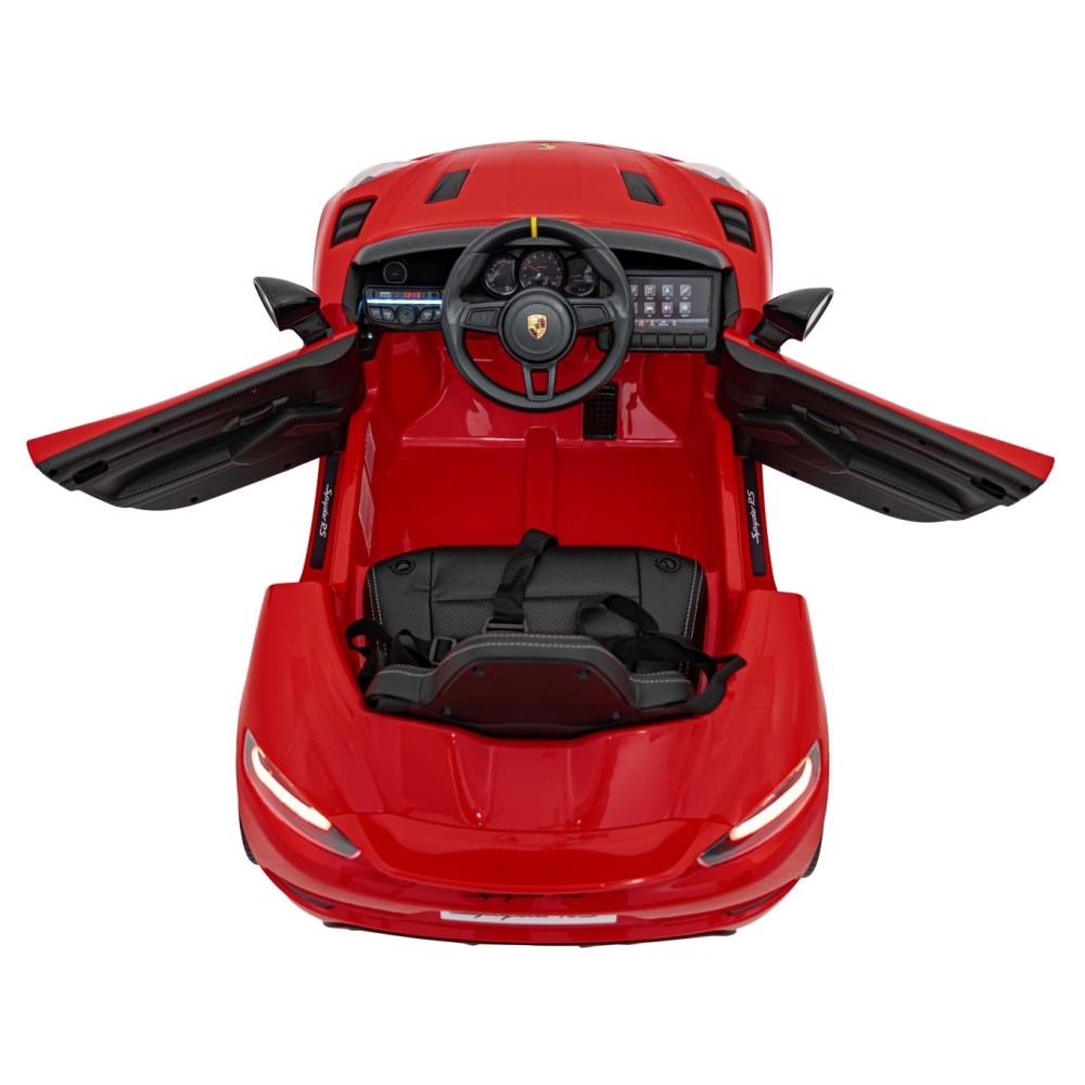 JOKO Elektrické autíčko Porsche Spyder RS 718, Kožené sedadlo, penové kolesá, FM rádio, Lakované, červené