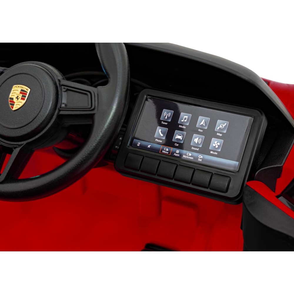 JOKO Elektrické autíčko Porsche Spyder RS 718, Kožené sedadlo, penové kolesá, FM rádio, Lakované, červené