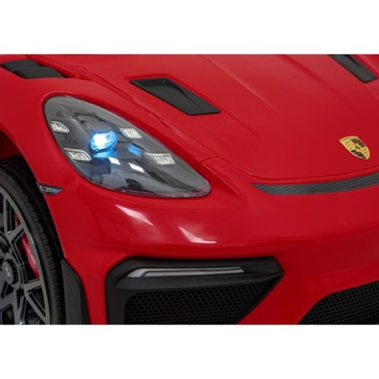 JOKO Elektrické autíčko Porsche Spyder RS 718, Kožené sedadlo, penové kolesá, FM rádio, Lakované, červené