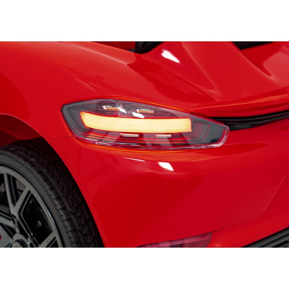 JOKO Elektrické autíčko Porsche Spyder RS 718, Kožené sedadlo, penové kolesá, FM rádio, Lakované, červené