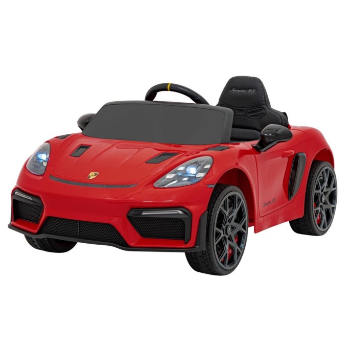 JOKO Elektrické autíčko Porsche Spyder RS 718, Kožené sedadlo, penové kolesá, FM rádio, Lakované, červené