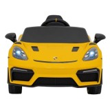 JOKO Elektrické autíčko Porsche 718, Kožené sedadlo, penové kolesá, FM rádio, Lakované, žlté