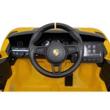 JOKO Elektrické autíčko Porsche 718, Kožené sedadlo, penové kolesá, FM rádio, Lakované, žlté