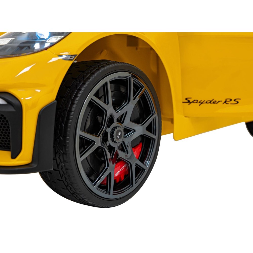 JOKO Elektrické autíčko Porsche 718, Kožené sedadlo, penové kolesá, FM rádio, Lakované, žlté