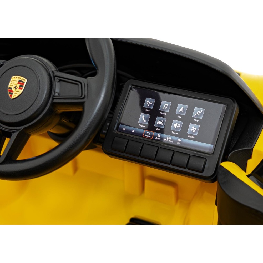 JOKO Elektrické autíčko Porsche 718, Kožené sedadlo, penové kolesá, FM rádio, Lakované, žlté