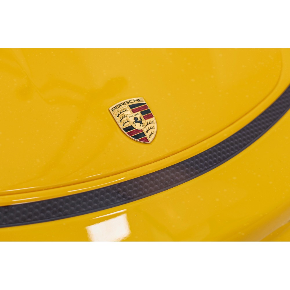 JOKO Elektrické autíčko Porsche 718, Kožené sedadlo, penové kolesá, FM rádio, Lakované, žlté