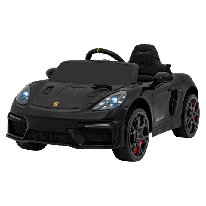 JOKO Elektrické autíčko Porsche 718, Displej MP4, Kožené sedadlo, penové kolesá, FM rádio, čierne