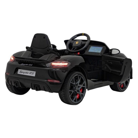 JOKO Elektrické autíčko Porsche 718, Displej MP4, Kožené sedadlo, penové kolesá, FM rádio, čierne