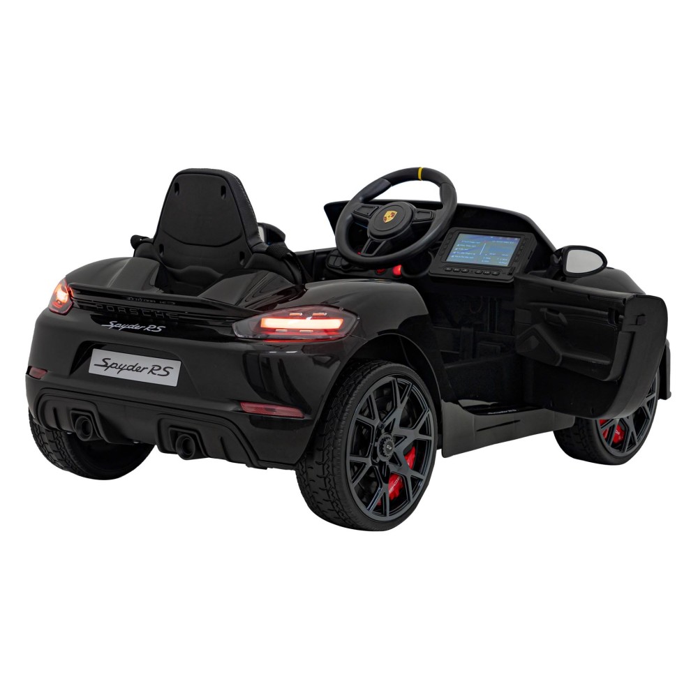 JOKO Elektrické autíčko Porsche 718, Displej MP4, Kožené sedadlo, penové kolesá, FM rádio, čierne