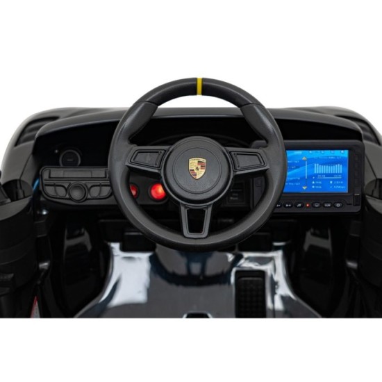 JOKO Elektrické autíčko Porsche 718, Displej MP4, Kožené sedadlo, penové kolesá, FM rádio, čierne