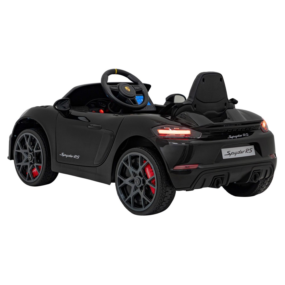JOKO Elektrické autíčko Porsche 718, Displej MP4, Kožené sedadlo, penové kolesá, FM rádio, čierne