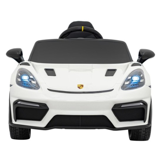 JOKO Elektrické autíčko Porsche Spyder RS 718, Displej MP4, Kožené sedadlo, penové kolesá, FM rádio, biele